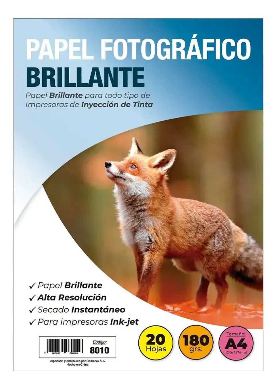 Papel Fotográfico brillante A4 180 G 20 Hojas Adetec Papel Fotográfico A4 180 G 20 Hojas Adetec 1 /1   1