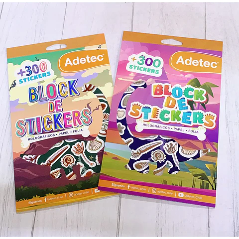 Block de +300 Stickers Dinosaurios holográficos Adetec