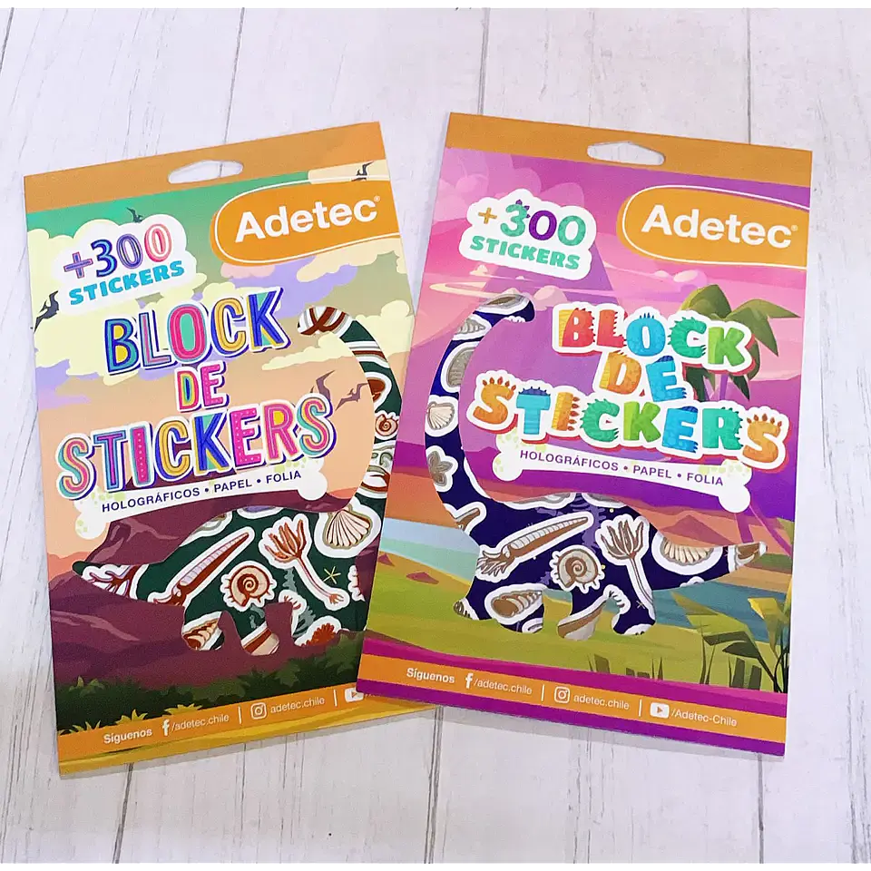 Block de +300 Stickers Dinosaurios holográficos Adetec 1