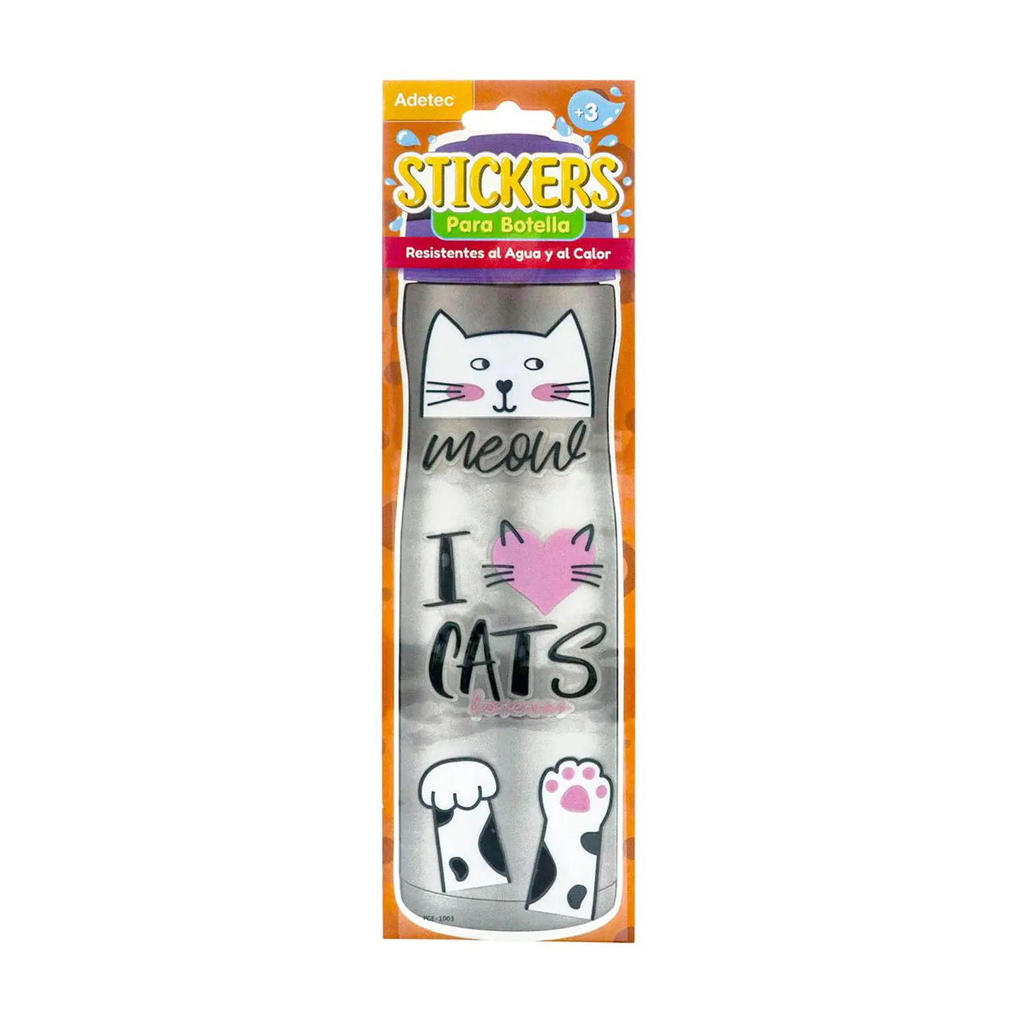 Stickers para botella Diseño Gato- Resistentes al agua y al calor 2