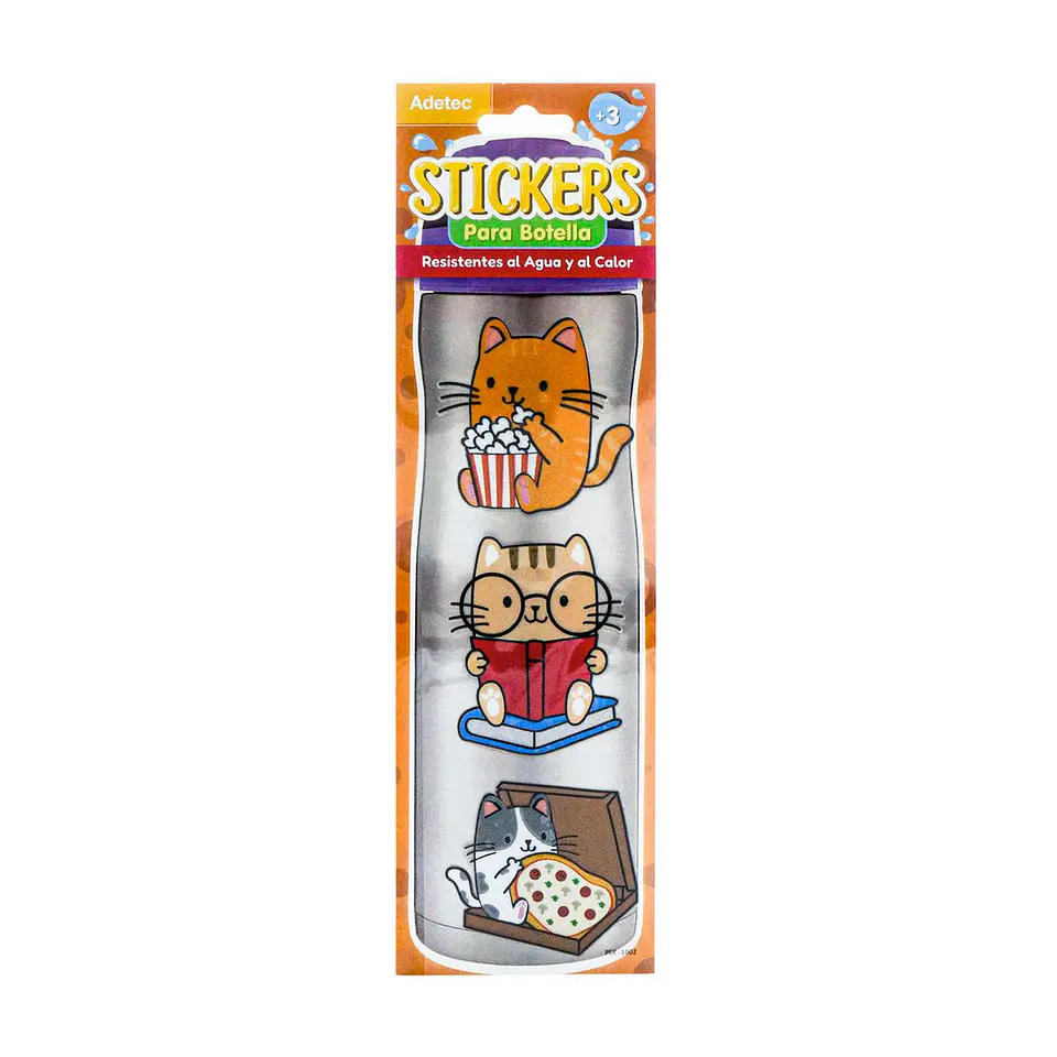 Stickers para botella Diseño Gato- Resistentes al agua y al calor 3