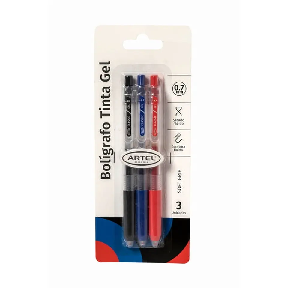 Bolígrafos gel 0,7mm 3 unidades Artel 1