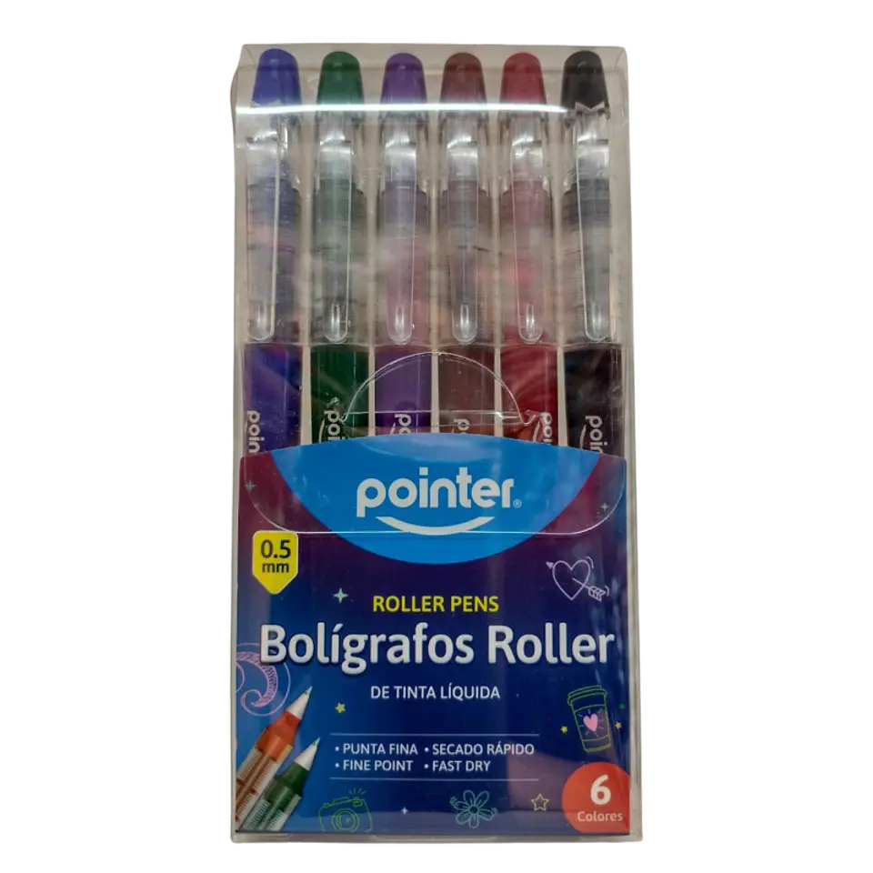 Bolígrafos roller Pointer 0.5 mm 6 unidades  1