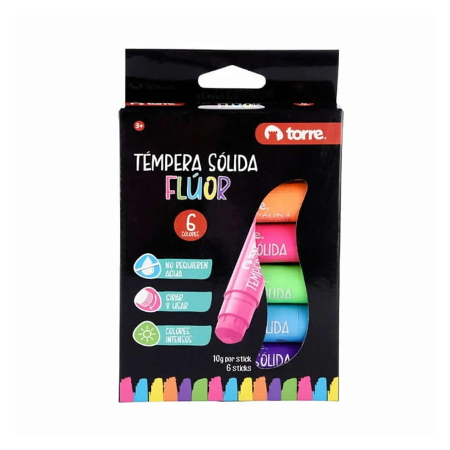 Témpera sólida flúor 6 colores  1