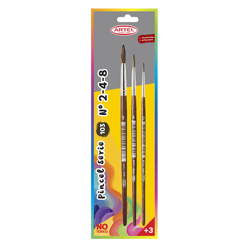 Pack 3 Pinceles Pelo Natural Artel 1