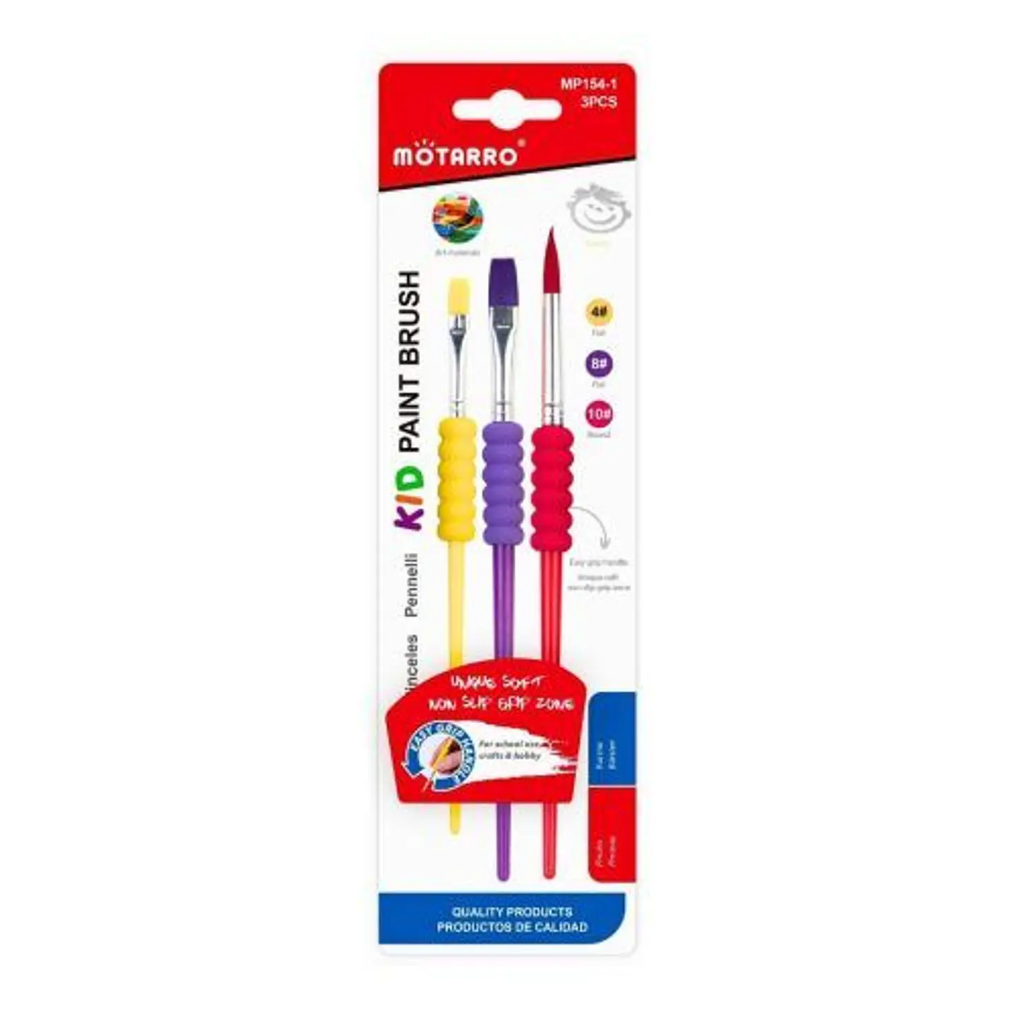 Set de 3 pinceles infantiles antideslizantes Motarro 1
