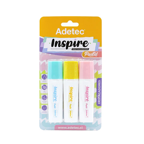 Set 3 destacadores pastel Adetec