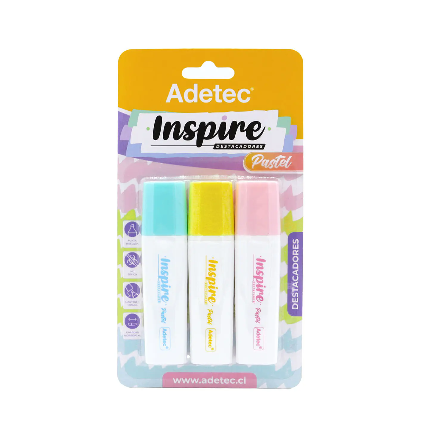 Set 3 destacadores pastel Adetec 1