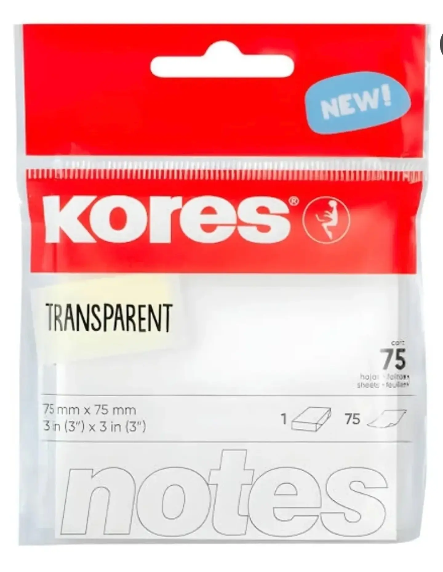 Post it transparente kores 76×76 mm -100 hojas – Colores disponibles en la imagen 1