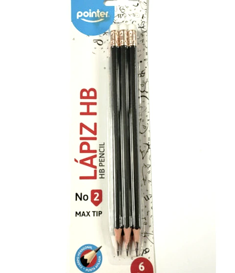 Set 12 Lápiz Grafito Hexagonal Pointer Max Tip Hb N°2