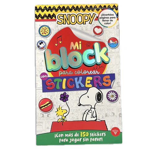 Block de Stickers Para Colorear Snoopy