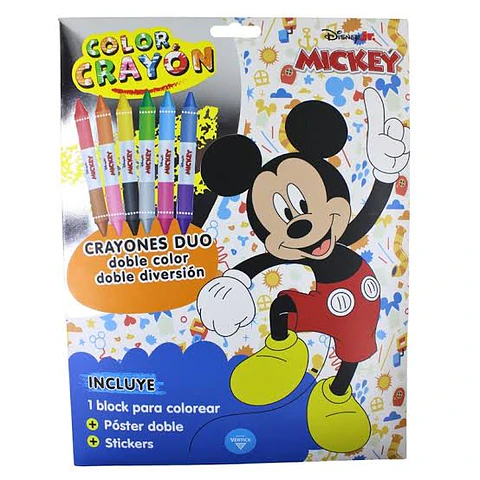 Set Artístico Disney Mickey Mouse Con Crayones Doble Color