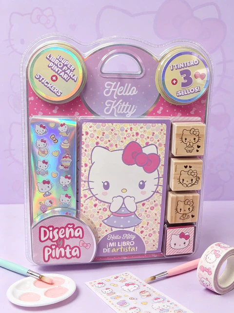 Blíster con sellos Diseña y Pinta Hello Kitty