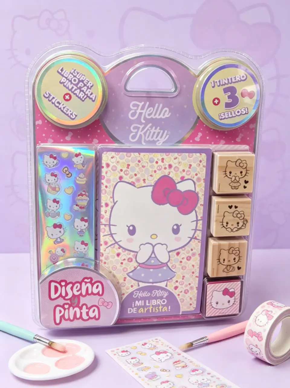 Blíster con sellos Diseña y Pinta Hello Kitty 1