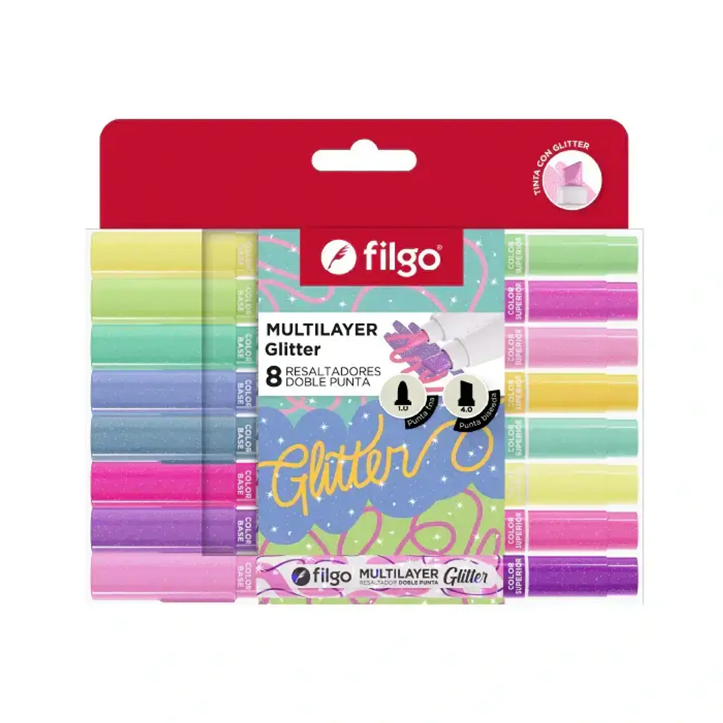 RESALTADORES DOBLE PUNTA MULTILAYER GLITTER - FILGO 1