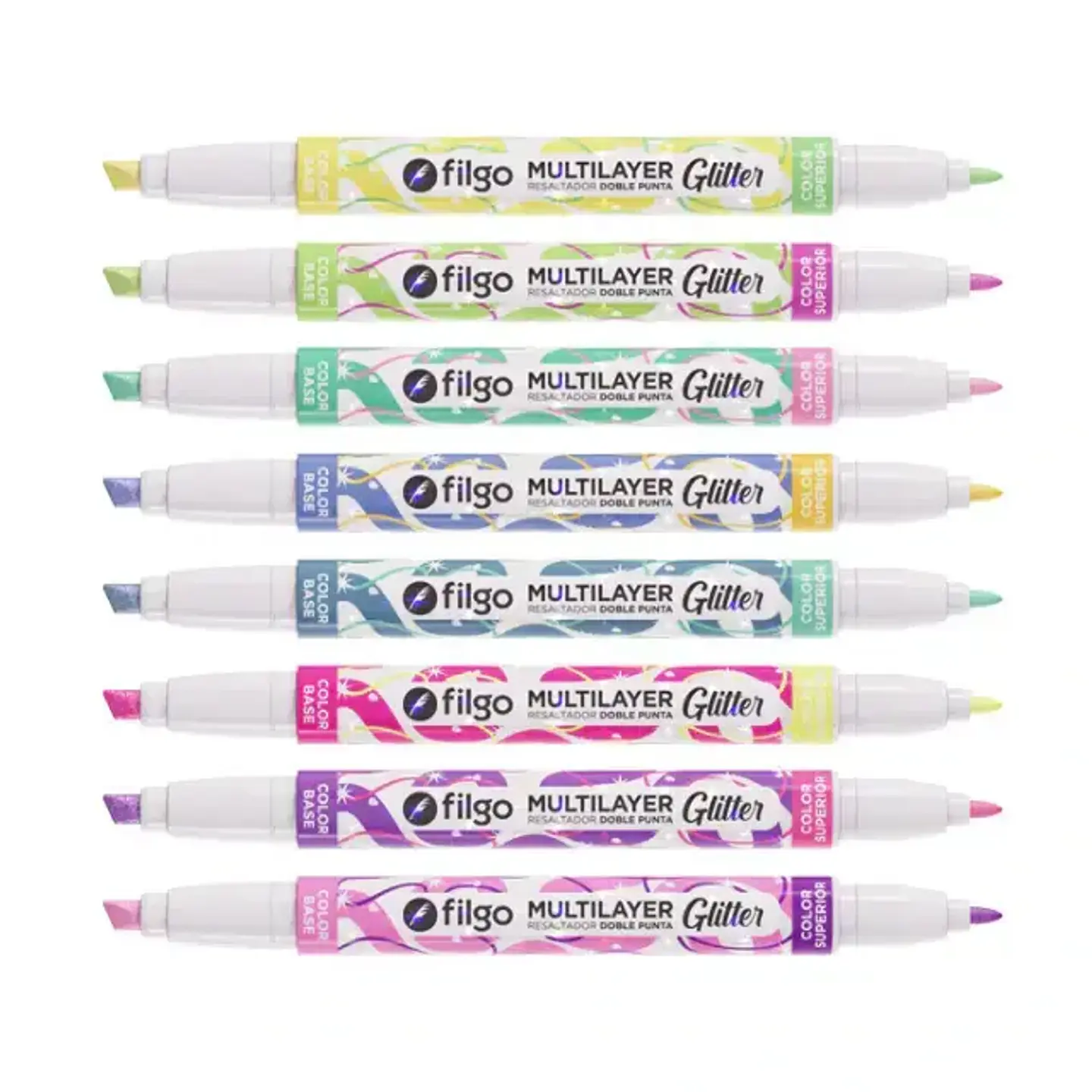 RESALTADORES DOBLE PUNTA MULTILAYER GLITTER - FILGO 2