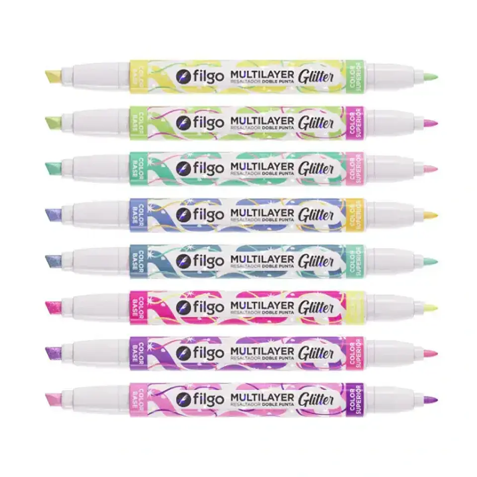 RESALTADORES DOBLE PUNTA MULTILAYER GLITTER - FILGO 2