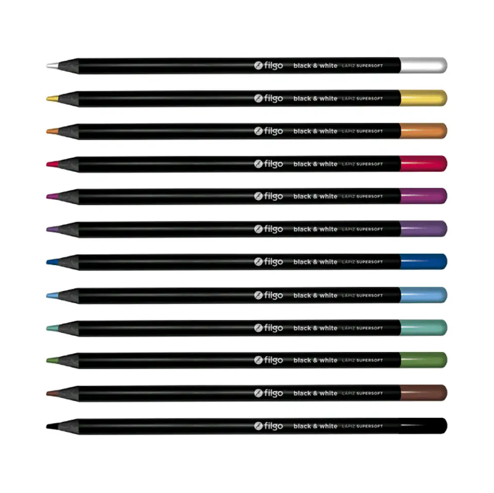 Lápices supersoft Black And White 12 colores Filgo 3