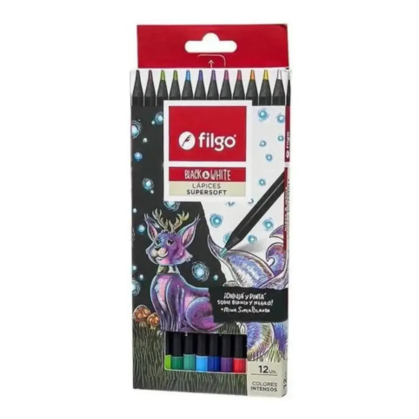 Lápices supersoft Black And White 12 colores Filgo 1