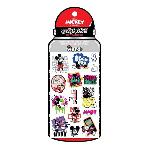 Sticker Mickey Mouse Para Botella Mickey Uv Transfer - WERO