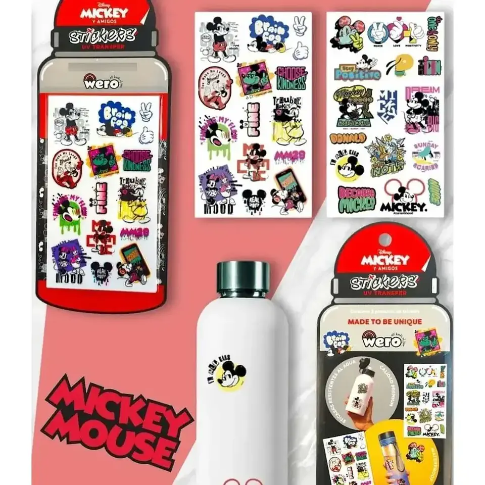 Sticker Mickey Mouse Para Botella Mickey Uv Transfer - WERO 4