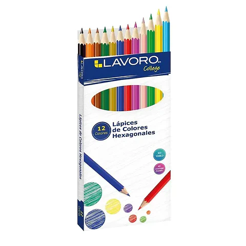 Lápices 12 colores Hexagonales Lavoro