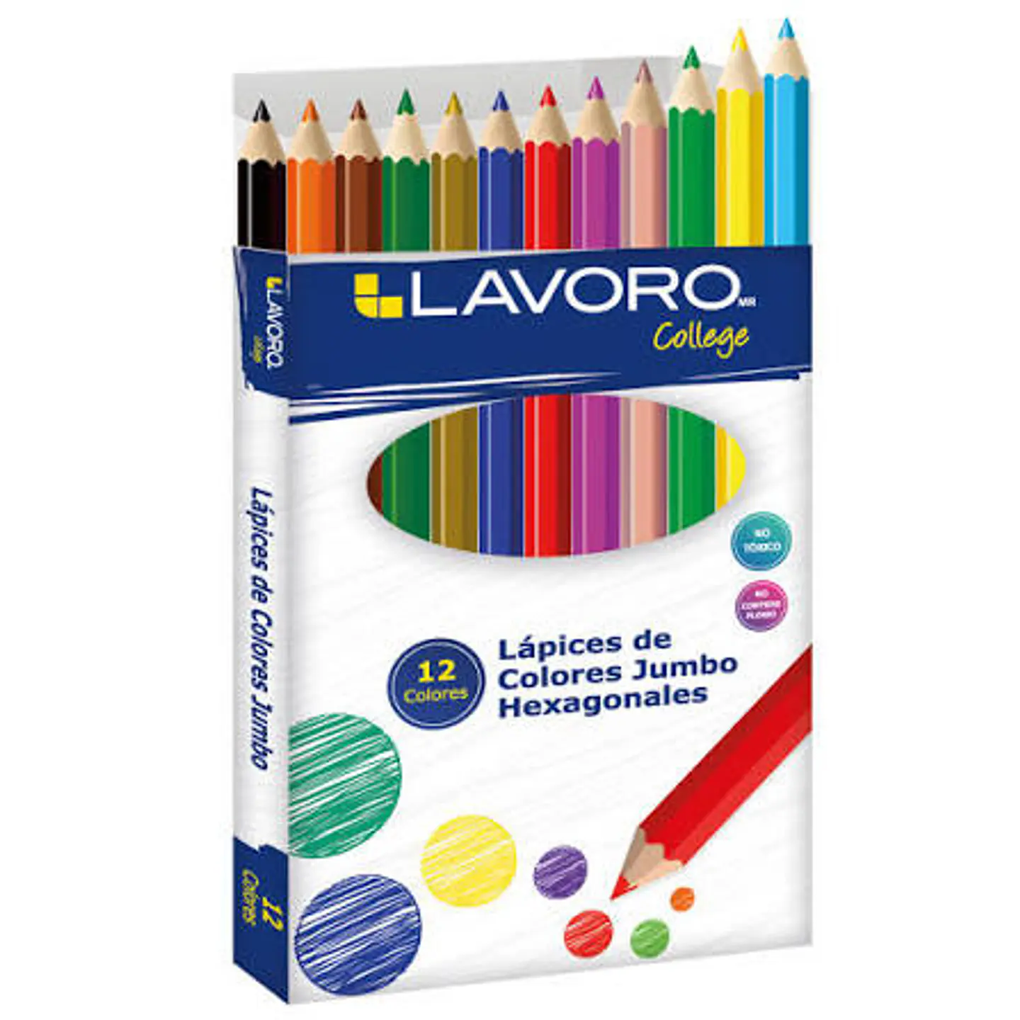 Lápices Jumbo 12 colores Hexagonales Lavoro  1