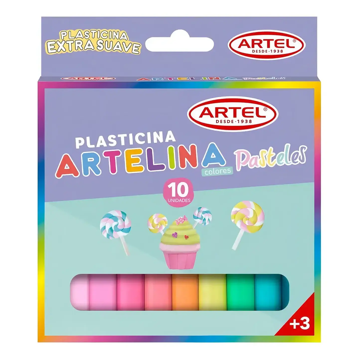 Plasticina 10 Un. Colores Pasteles Artel 1
