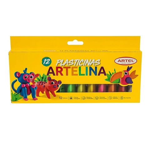 Plasticinas Artelina triangulares 12 colores Artel