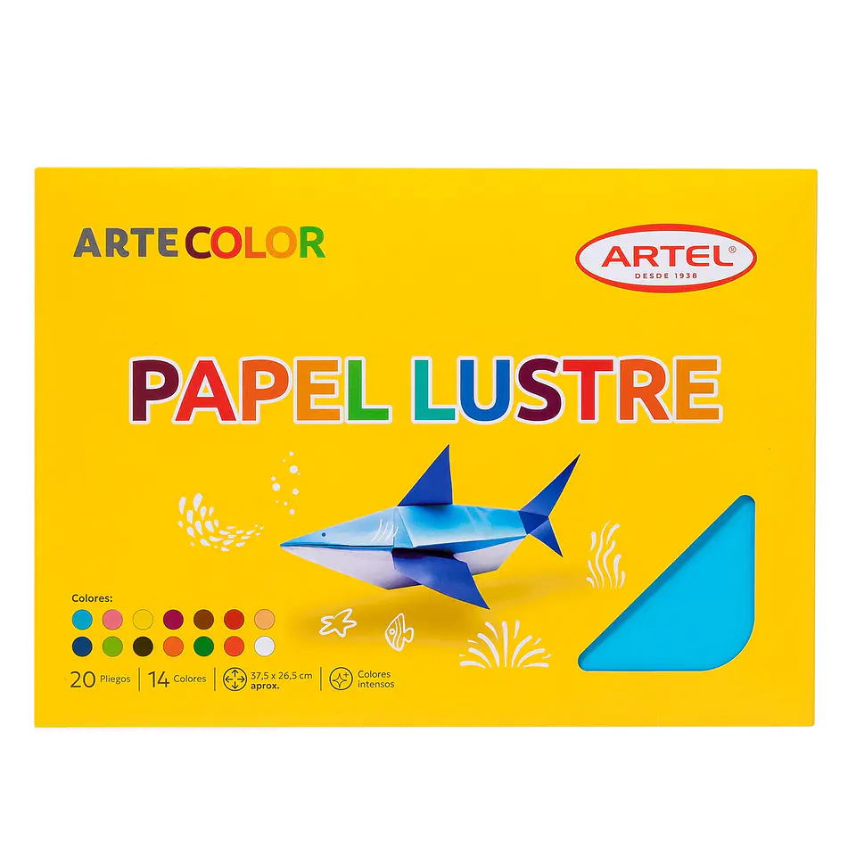 Carpeta Papel Lustre 20 pliegos 14 colores Artel 1