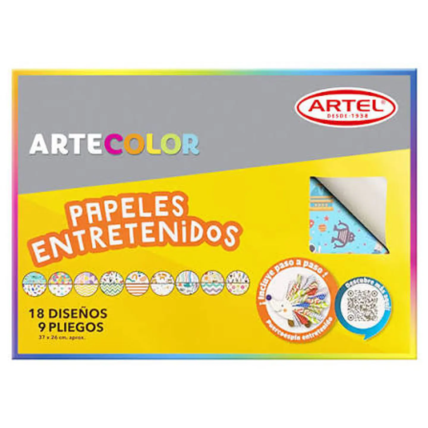 Carpeta papeles entretenidos 9 pliegos, 18 diseños Artel 1