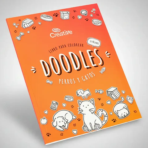 Libro Para Colorear Doodles Perros Y Gatos - Adix Creative