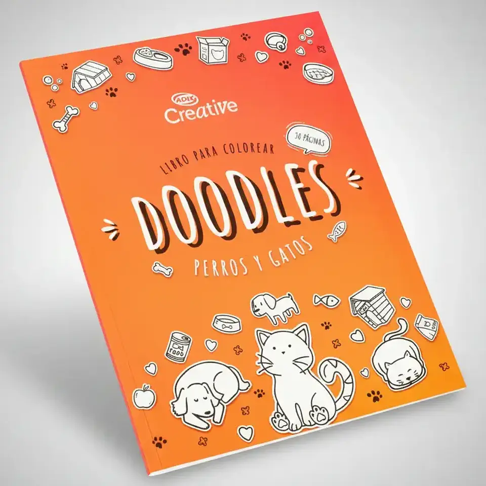 Libro Para Colorear Doodles Perros Y Gatos - Adix Creative 1