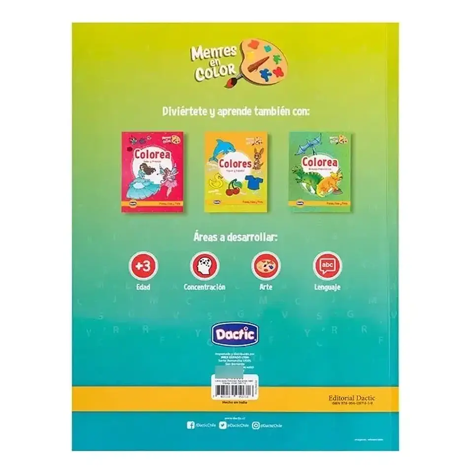 Libro Colorea El Abecedario Piensa, Crea y Pinta - Dactic 2