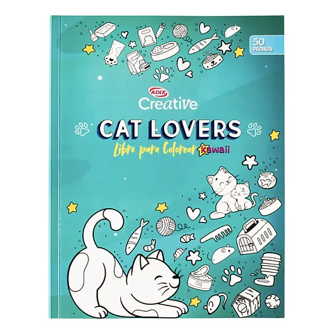 Libro Colorear Cat Lover Kawai 50 Diseños Creative