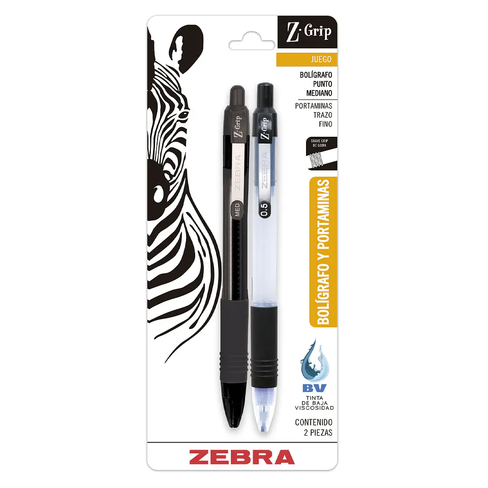 Pack bolígrafo punto mediano 1,0mm + Portaminas trazo fino 0,5 Zebra 1