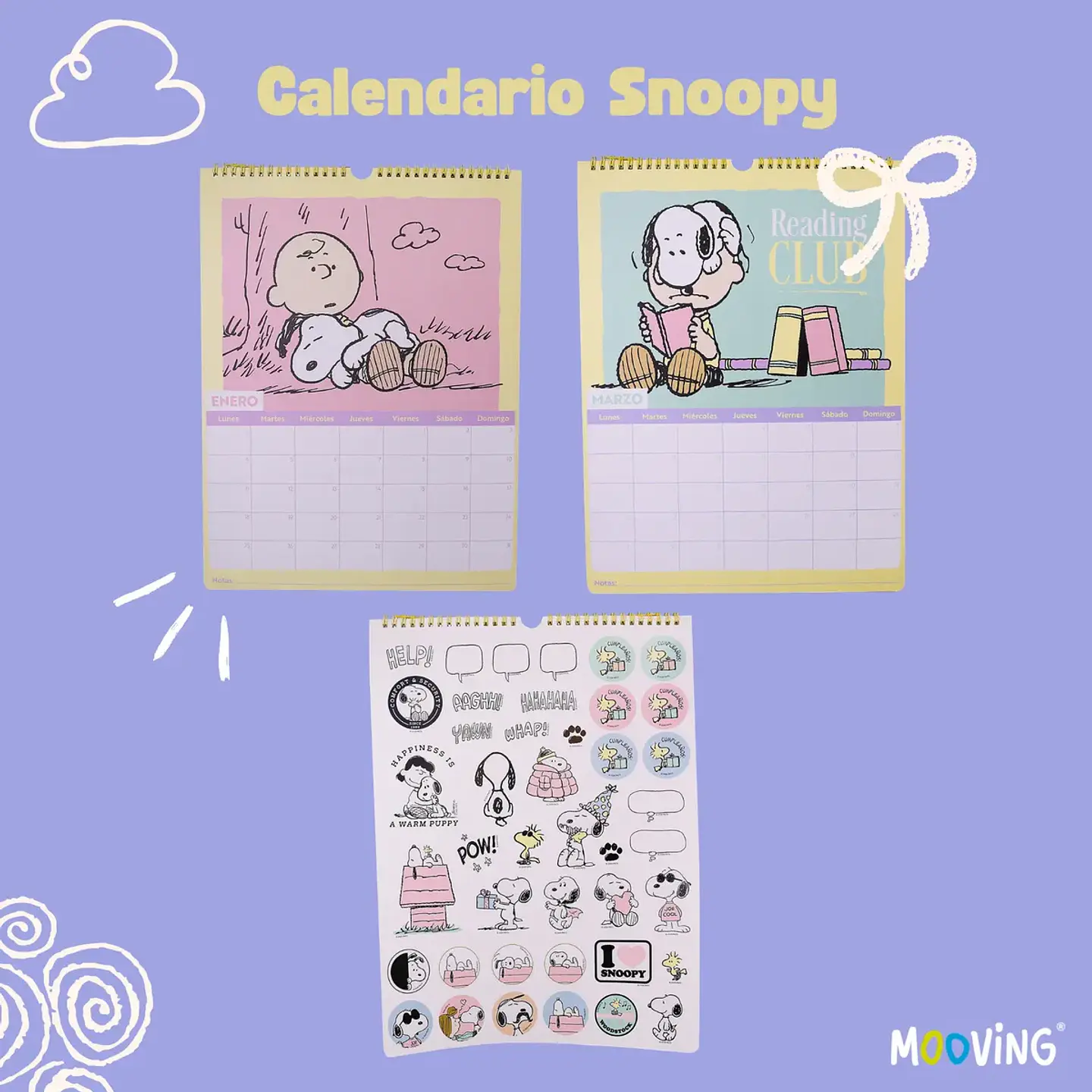 Calendario Snoopy con stickers 2027 Mooving! 2