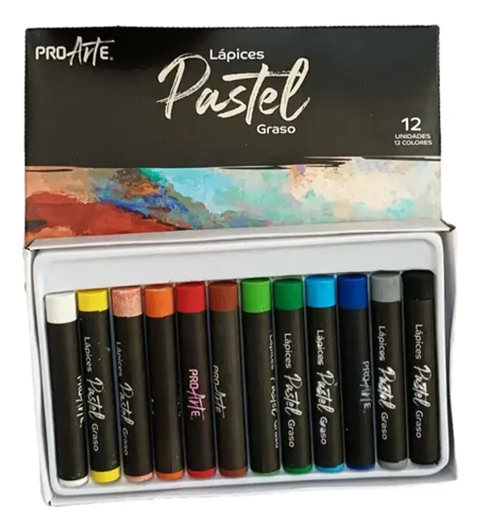Lápices Pastel Graso X12 Colores Proarte 1