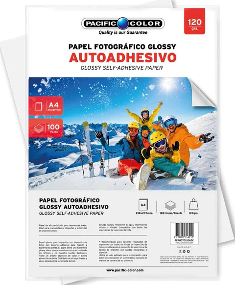 Papel Fotográfico Adhesivo Glossy A4 100 Hojas 120gr - Pacific Color