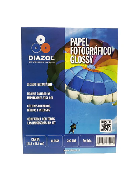 Papel Fotográfico T/Carta Glossy 200g 20 Hojas - Diazol