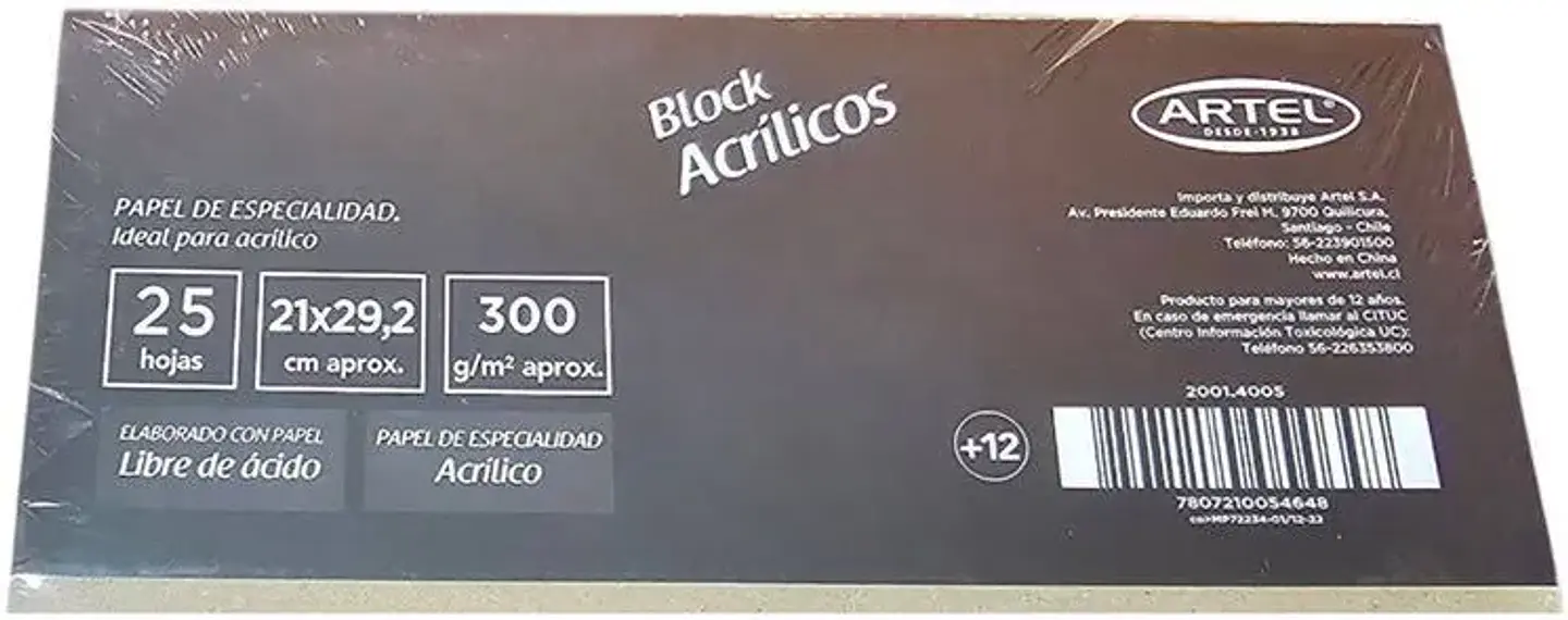 Block Acrílicos 25 hojas 300 gr A4 -  Artel 2