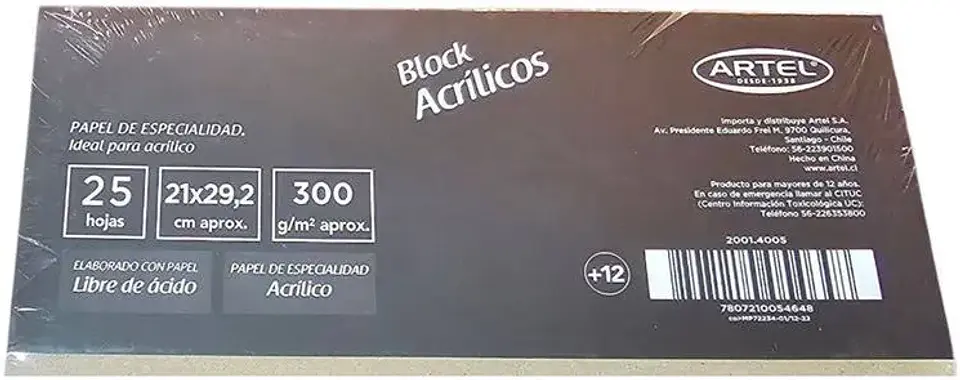 Block Acrílicos 25 hojas 300 gr A4 -  Artel 2
