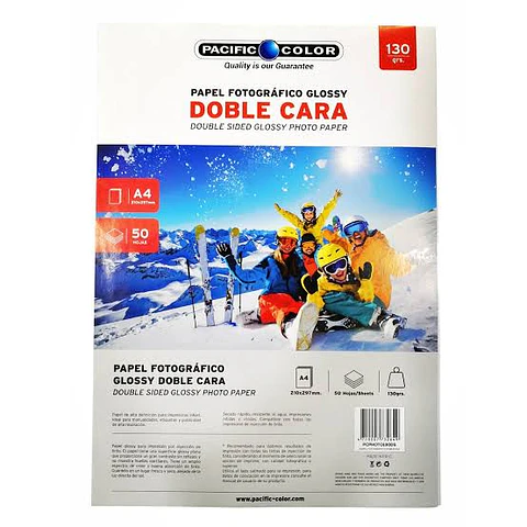 Papel Fotografico Glossy Doble Cara A4 130g 50 Hojas - Pacific Color