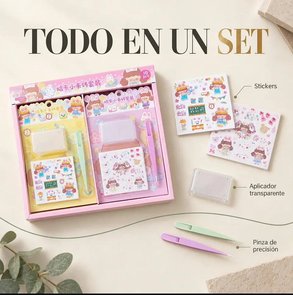  Kit de Stickers GooKa 2 en 1 con Aplicador - Set de 6 Piezas para Decorar y Hacer Photocard 2