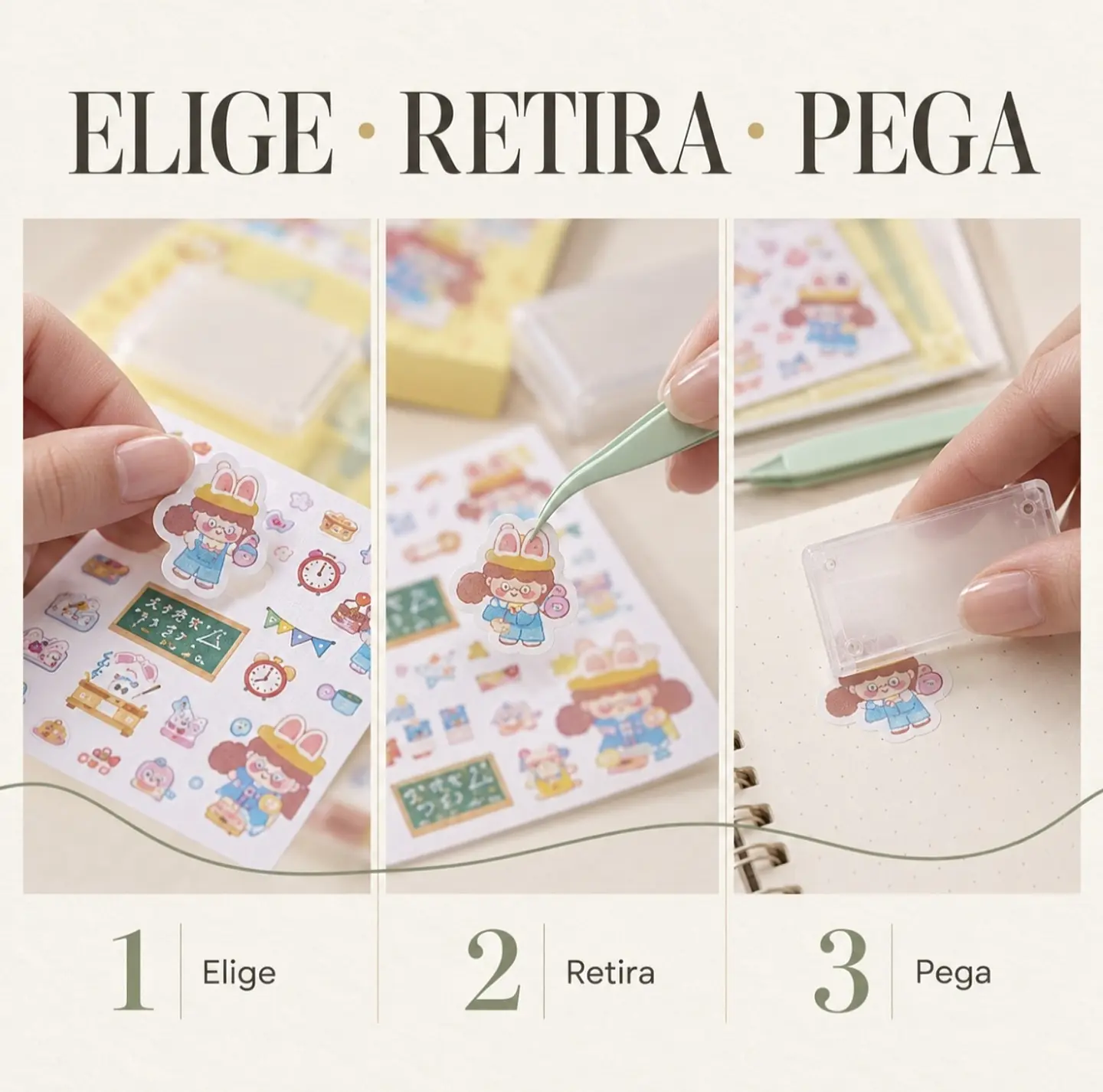  Kit de Stickers GooKa 2 en 1 con Aplicador - Set de 6 Piezas para Decorar y Hacer Photocard 4