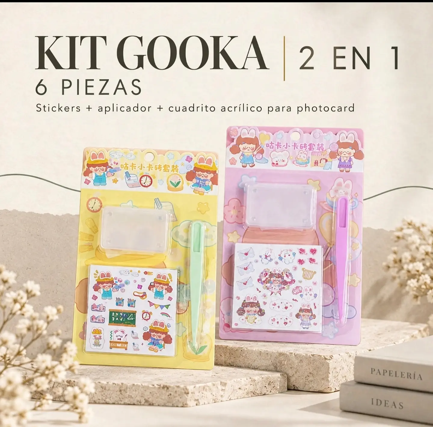 Kit de Stickers GooKa 2 en 1 con Aplicador - Set de 6 Piezas para Decorar y Hacer Photocard 1