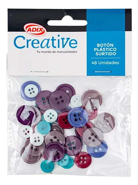 Pack Botones Plásticos Surtidos 48U. Adix Creative 