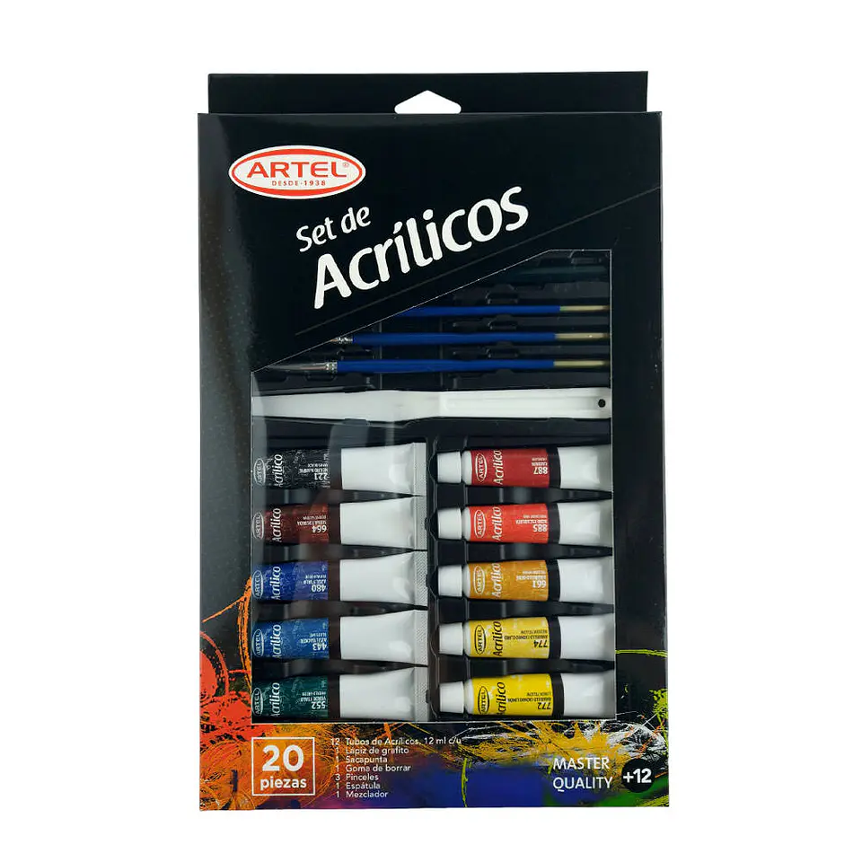 Set de acrilicos 20 piezas Artel 1
