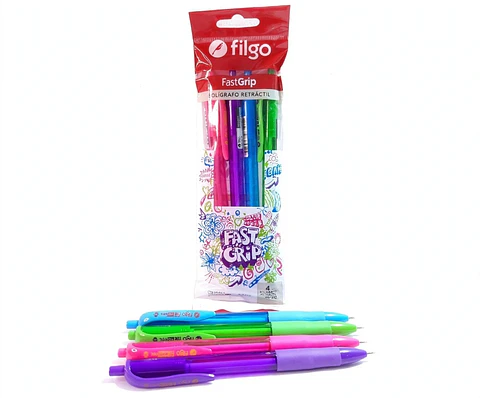 Set 4 Lápices Pasta De Colores Clásicos y Vibrantes Fastidip Filgo