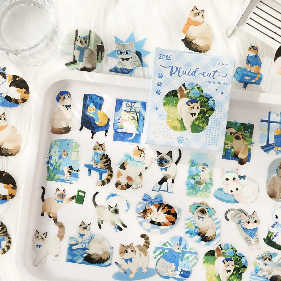 Set de Stickers Aventura de Gatitos Kawaii 60 piezas  2